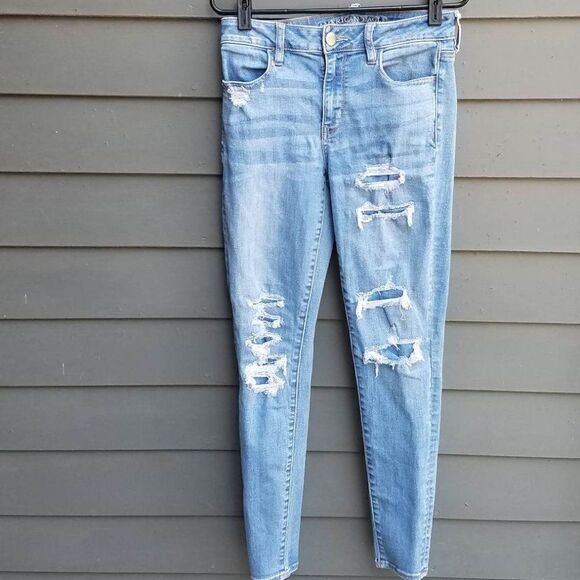 American Eagle Distressed High Rise Jegging Size 4 - Picture 1 of 10